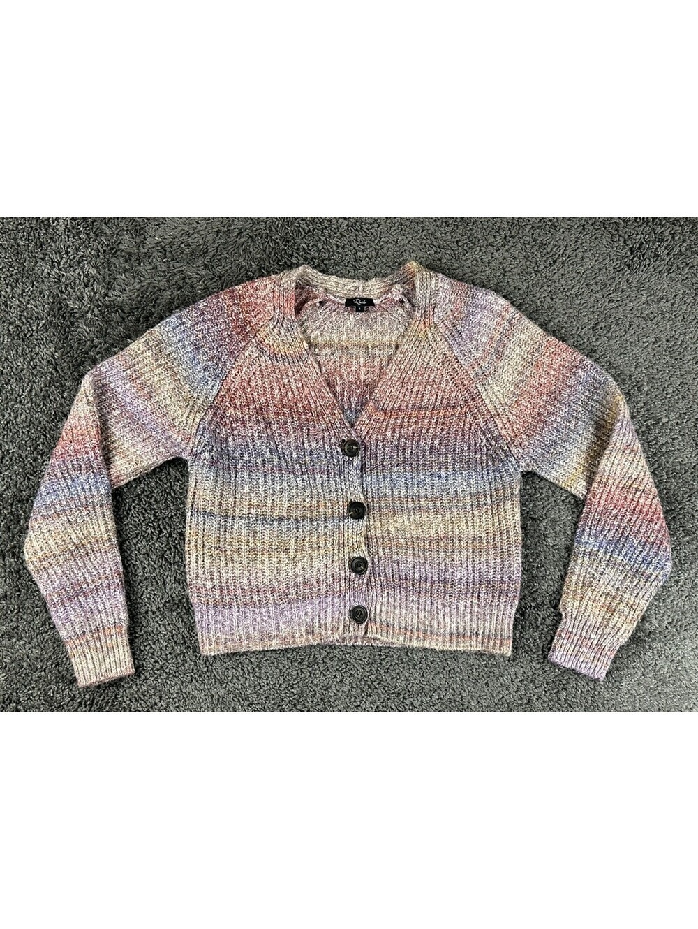 Rails Josie Space Dye Cardigan Sweater Womens S Amethyst V Neck Chunky Knit Soft